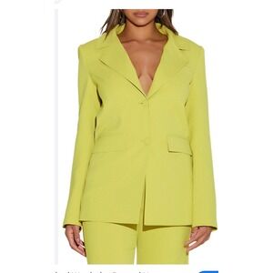 Naked Wardrobe Chartreuse Green Blazer NW-Z3515-N Neon Two Button Jacket S
